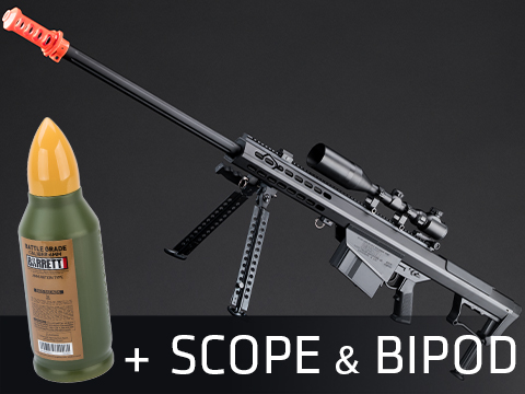6mmProShop x Barrett M107A1 Bolt Action Powered Airsoft Sniper Rifle (Color: Black / Marksman's Package)