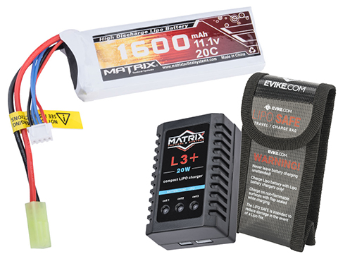 Evike Airsoft - Matrix High Performance 7.4V Stick Type Airsoft LiPo  Battery (Model: 1000mAh / 20C / Small Tam. & Long Wire)