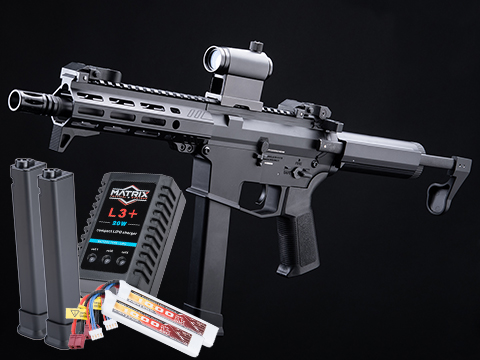 EMG Helios Angstadt Arms UDP-9 Pistol Caliber Carbine G3 AEG (Color: Black / 7.5 / Go Airsoft Package)