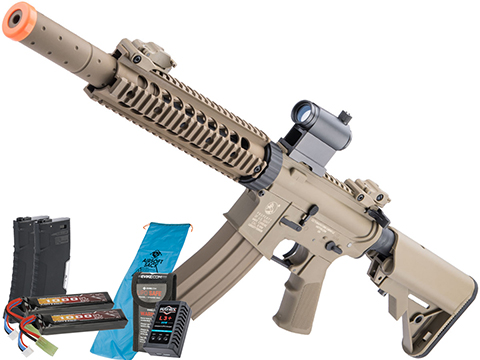 Cybergun Licensed Colt Sportsline M4 AEG Rifle w/ G3 Micro-Switch Gearbox (Model: Silent Ops 9 / Tan / Go Airsoft Package)