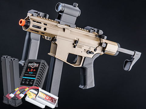 EMG Helios Angstadt Arms SCW-9 Pistol Caliber Carbine G3 AEG (Color: Tan / Go Airsoft Package)