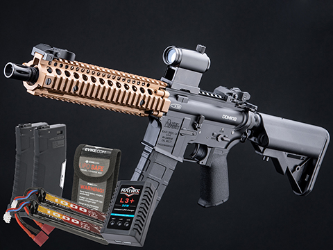 EMG Daniel Defense Licensed DDM4 Airsoft AEG Rifle w/ CYMA Platinum QBS Gearbox (Model: DDMK18 / 350 FPS / Black - DE Hand Guard / Go Airsoft Package)