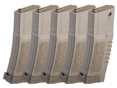 ARES Amoeba 140rd High Grade Mid-Cap Magazine for M4/M16 Series Airsoft AEG Rifles (Color: Dark Earth/Set of 5)