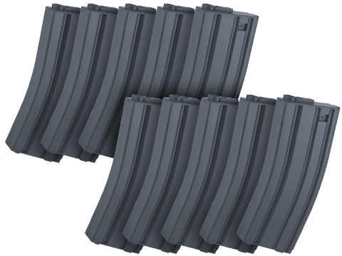 6mmProShop 140rd Mid-Cap Magazine for M4 Airsoft AEG Rifles (Color: Grey / Set of 10)