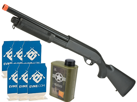 Evike.com Stay at Home Weapon Training / Target Shooting Airsoft Pack (Model: CYMA Standard Full Stock M870 Multi-Shot Airsoft Shotgun)