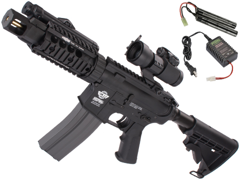 Evike Custom Class I G&G TANK M4 Airsoft AEG Rifle - Black (Package: Add 9.6 Butterfly Battery + Smart Charger)