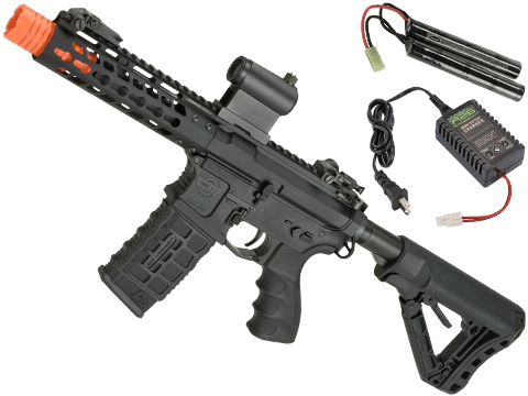 G&G CM16 Wild Hog Polymer Airsoft AEG Rifle with 7 Keymod Rail - Black (Package: Add 9.6 Butterfly Battery + Smart Charger)