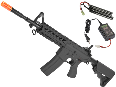 G&G Custom Full Metal M4 Commando Raider Airsoft AEG Rifle w/ Crane Stock (Package: Black / Add 9.6 Butterfly Battery + Smart Charger)