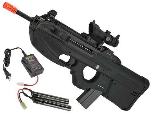 G&G FN Herstal Licensed FN2000 Airsoft AEG Rifle (Package: Black / Tactical Long Barrel / Add 9.6 Butterfly Battery + Smart Charger)