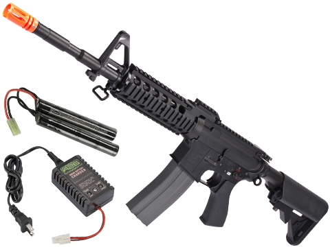 Evike Class I Custom G&G Full Metal M4 RASII Airsoft AEG Rifle w/ Crane Stock - Black (Package: Add 9.6 Butterfly Battery + Smart Charger)