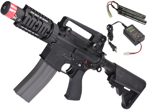 Evike Class I Custom G&G Full Metal M4 Stubby Killer Airsoft AEG Rifle w/ Crane Stock (Package: Black / Add 9.6 Butterfly Battery + Smart Charger)