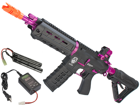 G&G GR4 G26 Airsoft Electric Blowback AEG Rifle - Black / Pink (Package: Add 9.6 Butterfly Battery + Smart Charger)