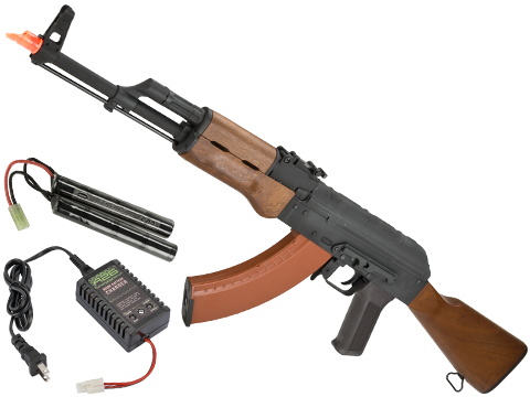 CYMA Full Metal AK AKM Airsoft AEG Rifle (Model: Imitation Wood / Add 9.6v NiMH Battery + Charger)