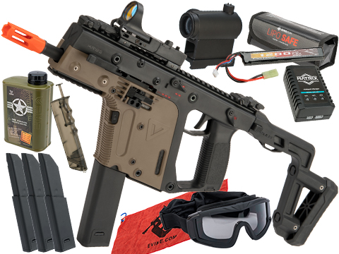 KRISS USA Licensed KRISS Vector Airsoft AEG SMG Rifle by Krytac (Model: Dual-Tone / <400 FPS / Essential Pack)