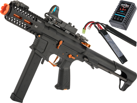G&G CM16 ARP9 CQB Carbine Airsoft AEG (Model: Black - Amber / Add LiPo Battery and Charger)