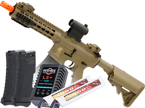 Matrix / S&T Sportsline M4 RIS Airsoft AEG Rifle w/ G3 Micro-Switch Gearbox (Model: Dark Earth RIS 9 / Go Airsoft Package)