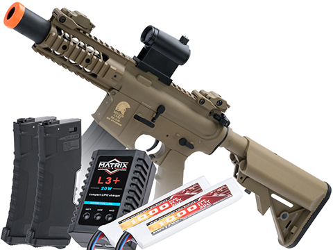 Matrix / S&T Sportsline M4 RIS Airsoft AEG Rifle w/ G3 Micro-Switch Gearbox (Model: Dark Earth Stubby 5 / Go Airsoft Package)