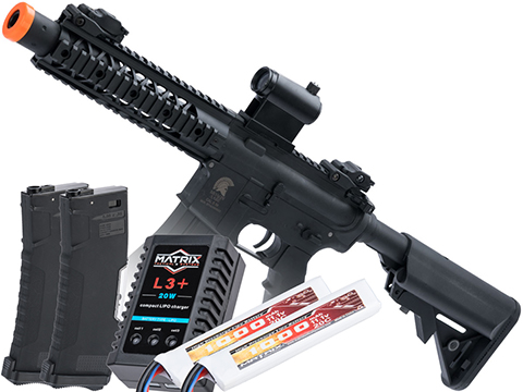 Matrix / S&T Sportsline M4 RIS Airsoft AEG Rifle w/ G3 Micro-Switch Gearbox (Model: Black M4 RIS 8 Stubby / Go Airsoft Package)