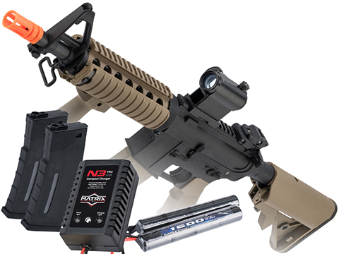 Specna Arms CORE Series M4 AEG (Model: M4 RIS SBR / 2-Tone Black & Tan / Go Airsoft Package)