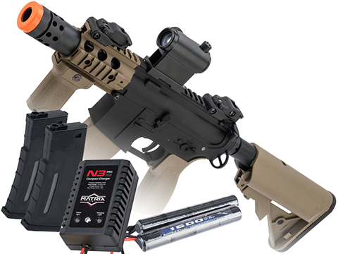 Specna Arms / Rock River Arms Licensed EDGE Series M4 AEG (Model: M4 PDW / 2-Tone Black & Tan / Go Airsoft Package)