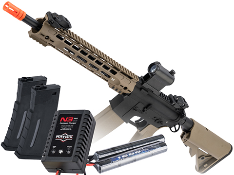 Specna Arms / Rock River Arms Licensed EDGE Series M4 AEG (Model: M4 Carbine Slim M-LOK / 2-Tone Black & Tan / Go Airsoft Package)