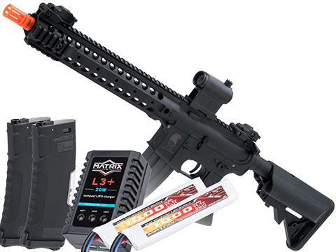 Matrix / S&T Sportsline M4 RIS Airsoft AEG Rifle w/ G3 Micro-Switch Gearbox (Model: Black URX 3.1 12 / Go Airsoft Package)