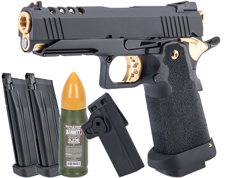 AW Custom Gold Match HX27 Hi-CAPA Gas Blowback Airsoft Pistol (Model: 4.3 / Black & Gold / Carry Plus Package)