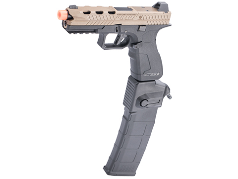 Poseidon x CSI Orion XO P-2 Select-Fire Optics Ready HPA Blowback Airsoft Pistol w/ AEG Magazine Adapter (Color: Two-Tone)