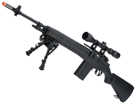 CYMA Sport M14 Airsoft AEG Rifle (Color: Black / Add 3-9x40 Scope + Bipod + Mount)