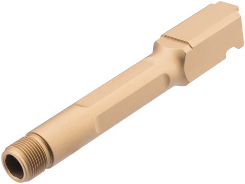 Pro-Arms CNC Aluminum Threaded Outer Barrel for Elite Force GLOCK 19X GBB Pistols (Color: Titanium Nitride / Box Fluted)