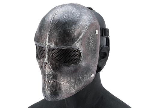 Evike.com R-Custom Fiberglass Wire Mesh Metallic Skull Mask - Small