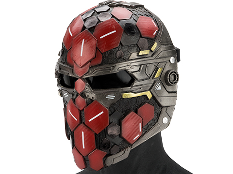 Evike.com R-Custom Fiberglass  Cypher Full Face Mask (Color: Red Black / Smoke Lens)