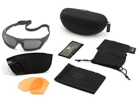 Revision ShadowStrike Deluxe Shooter's Ballistic Sunglasses Kit (Color: Gray Frame / Smoke, Clear, Vermillion Lens)