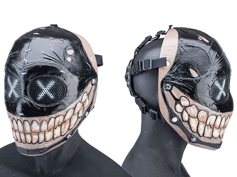 Evike.com R-Custom Fiberglass Smiley Full Face Mask (Color: Black 2 / Mesh Lens)
