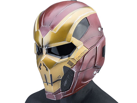 Evike.com R-Custom Fiberglass Iron Punisher Full Face Mask (Color: Red/Gold / Large / Smoke Lens)