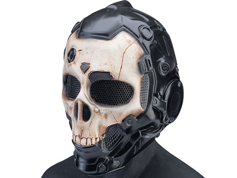 Evike.com R-Custom Fiberglass Cyberskull Full Face Mask (Color: Reverse Bone / Mesh Lens / Large)