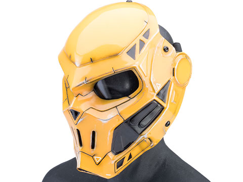 Evike.com R-Custom Fiberglass Taskmaster V2 Full Face Mask (Color: Yellow / Smoke Lens / Large)