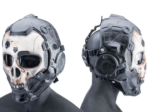 Evike.com R-Custom Fiberglass Cyberskull Full Face Mask (Color: Reverse Bone / Clear Lens / Large)