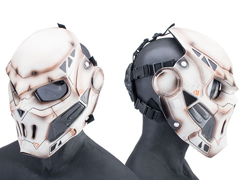 Evike.com R-Custom Fiberglass Taskmaster V2 Full Face Mask (Color: White / Clear Lens / Large)