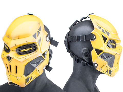 Evike.com R-Custom Fiberglass Taskmaster V2 Full Face Mask (Color: Yellow / Mesh Lens / Medium)