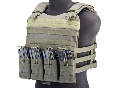 Matrix Modular Plate Carrier w/ Integrated Magazine Pouches and Skeletonized Cummerbund (Color: OD Green)