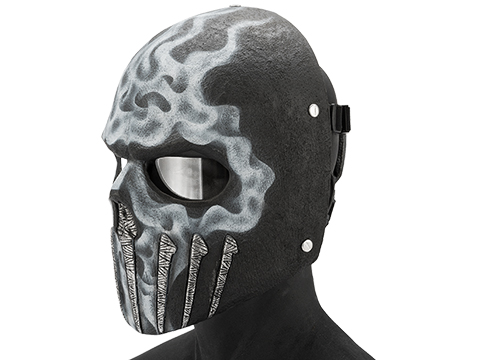 Evike.com R-Custom Fiberglass  Wraith Full Face Mask with Clear Lens (Color: White Flame)