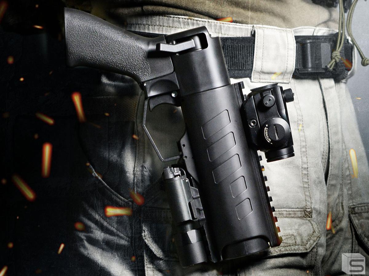APS THOR PowerUp 40mm Airsoft Grenade Launcher Pistol w/ Quick Detach Belt Loop (Model: Launcher ...
