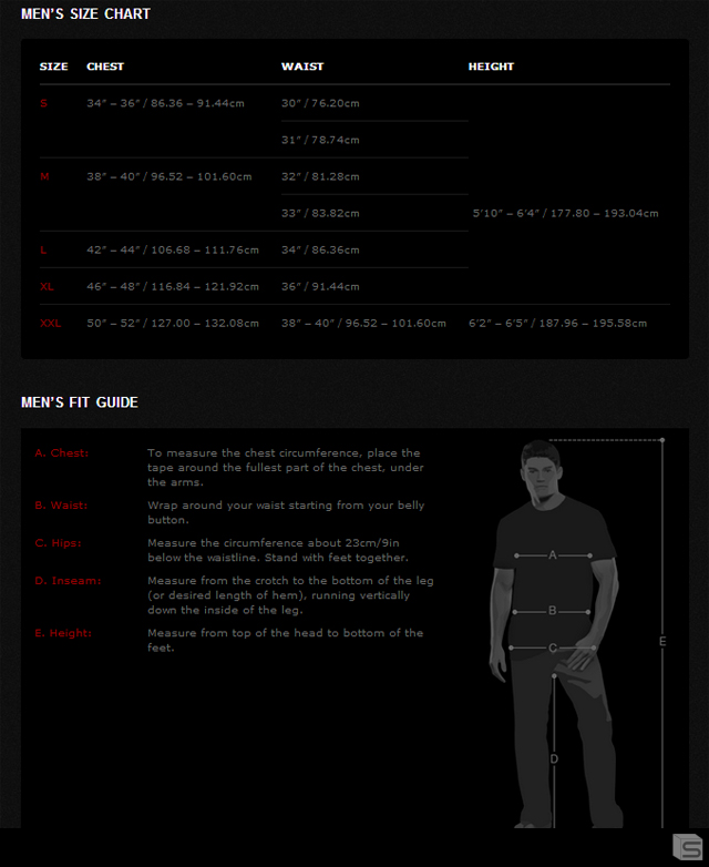 Oakley T Shirt Size Chart