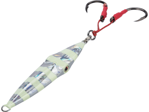 Savage Gear Deep Drop Erratic Squish Jig (Style: Silver Zebra/Lumo / 5/0 Hook 80g)