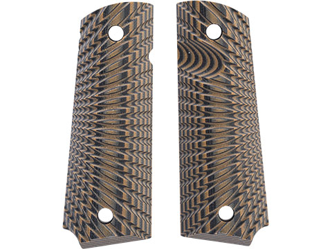 Angel Custom CNC G10 M1911 Pistol Grip Set for 1911 Gas Blowback Pistols (Model: Eagle Wing Texture / Black/Brown)