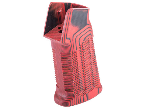 Angel Custom G10 Motor Grip for M4/M16 Series Airsoft AEG Rifle (Model: Ditch Texture / Black & Red)