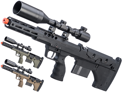 Desert Tech SRS-A2 16 Covert Pull Bolt Action Bullpup Sniper Rifle by Silverback Airsoft (Color: Black / Left-Handed)