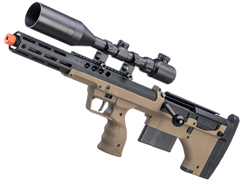 Desert Tech SRS-A2 16 Covert Pull Bolt Action Bullpup Sniper Rifle by Silverback Airsoft (Color: Flat Dark Earth / Left-Handed)