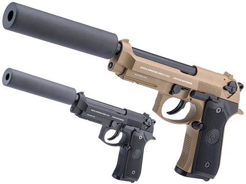 Socom Gear WE M9A1 SOF Gas Blowback Airsoft Pistol (Color: Desert / Gemtech Trinity Airsoft Mock Silencer Package)